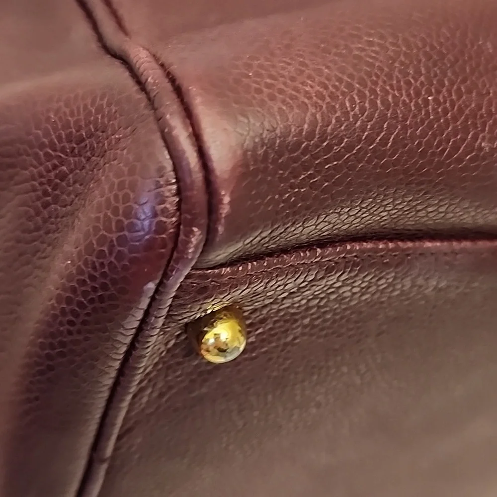 Rare! Chanel CC Caviar Leather Duffel Travel Gym Bag Burgundy ENTRUPY COA - Picture 10 of 16